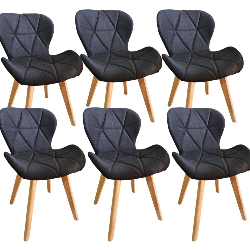 Pack 6 Sillas Mariposa Wood Lino Negro image number 0.0