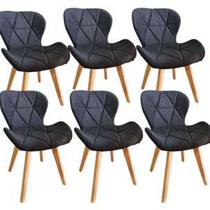 Pack 6 Sillas Mariposa Wood Lino Negro