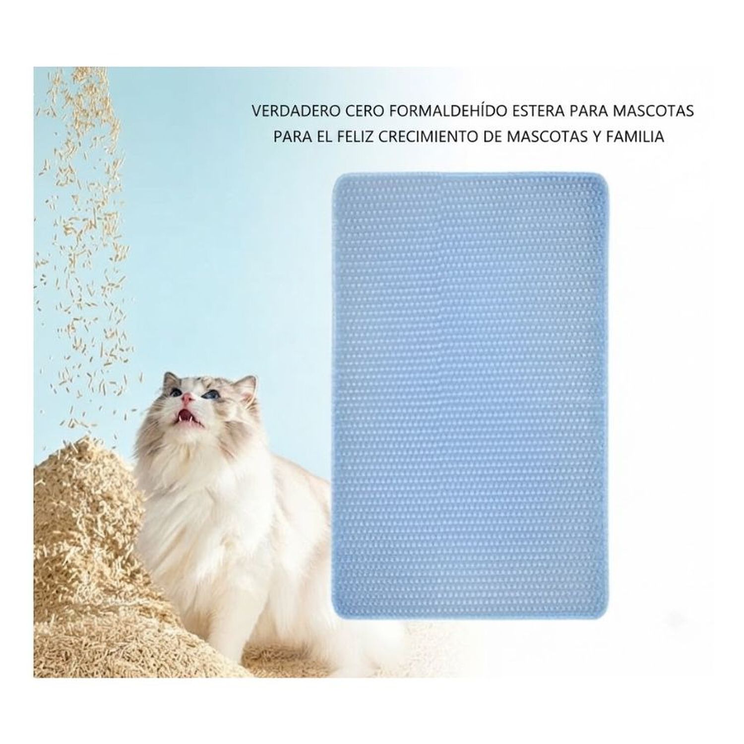 Alfombra Atrapa Arena De Gatos Tapete Arenero Doble Capa Azul 45x60 image number 2.0