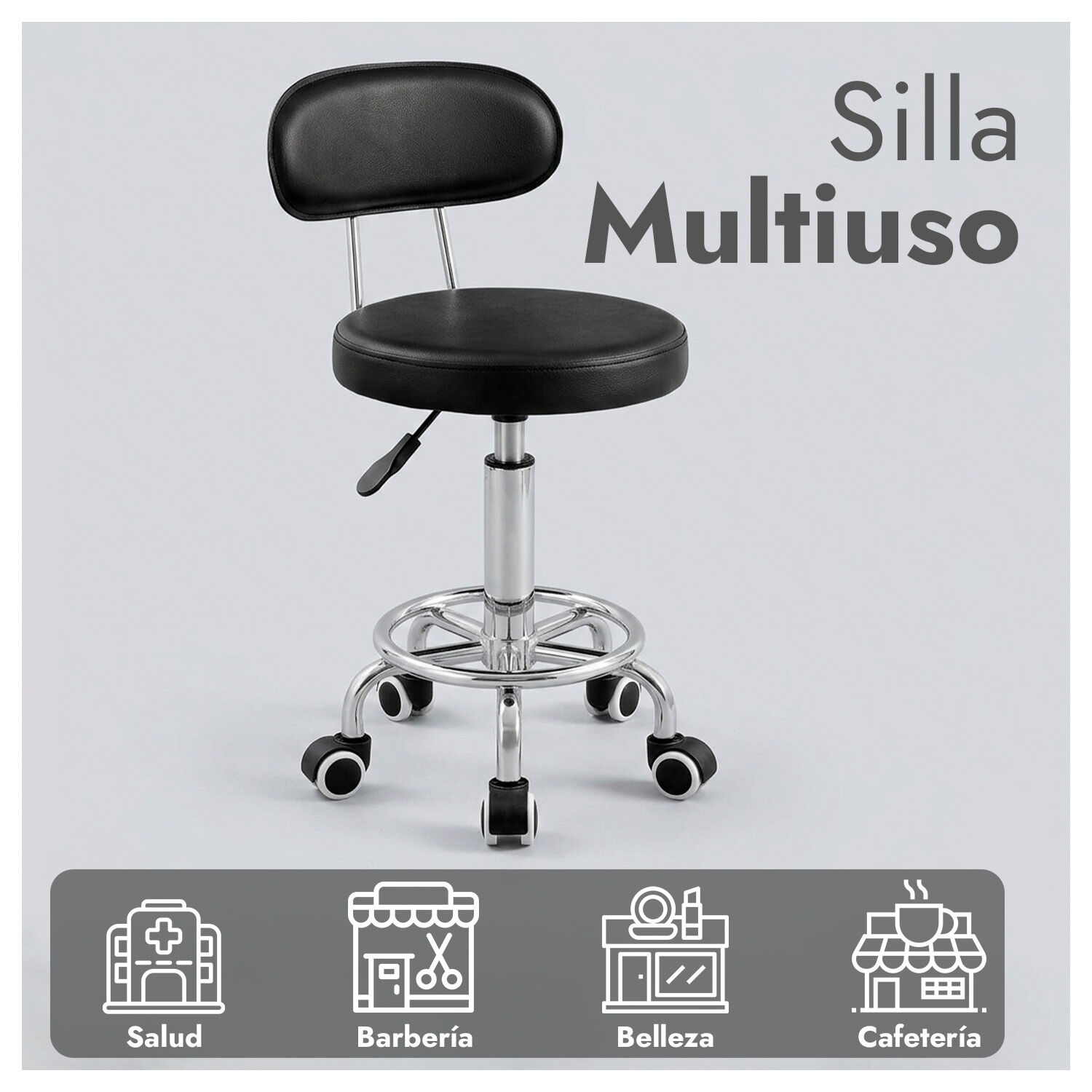 Silla Giratoria Multiuso Con Ruedas Ajustable Ergon&oacute;mica Y Est&eacute;tica image number 1.0