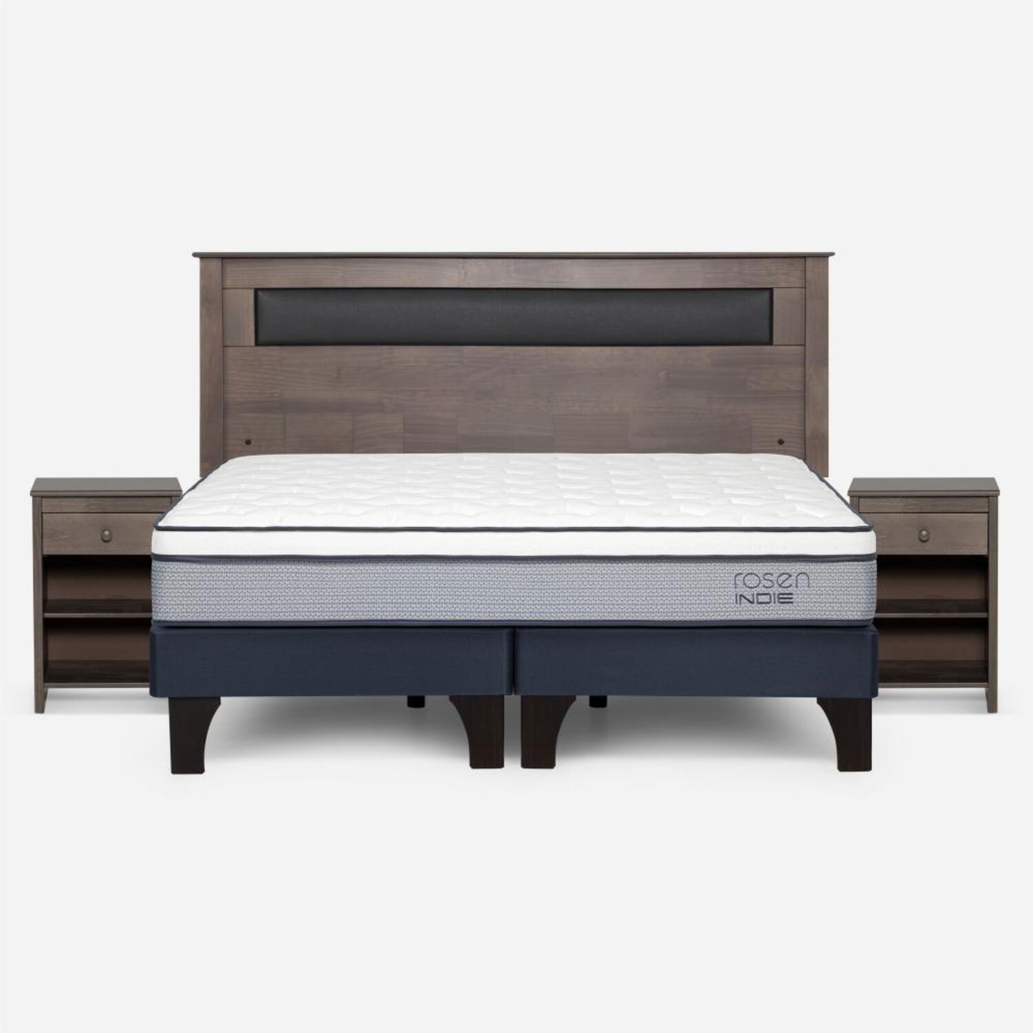 Cama Europea Rosen Indie / King / Base Dividida  + Set Maderas Ferrara Gris image number 0.0