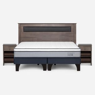 Cama Europea Rosen Indie / King / Base Dividida  + Set Maderas Ferrara Gris