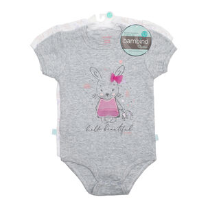 Bodys Manga Corta Set 2 Piezas Bambino 100% Algodón Rosado