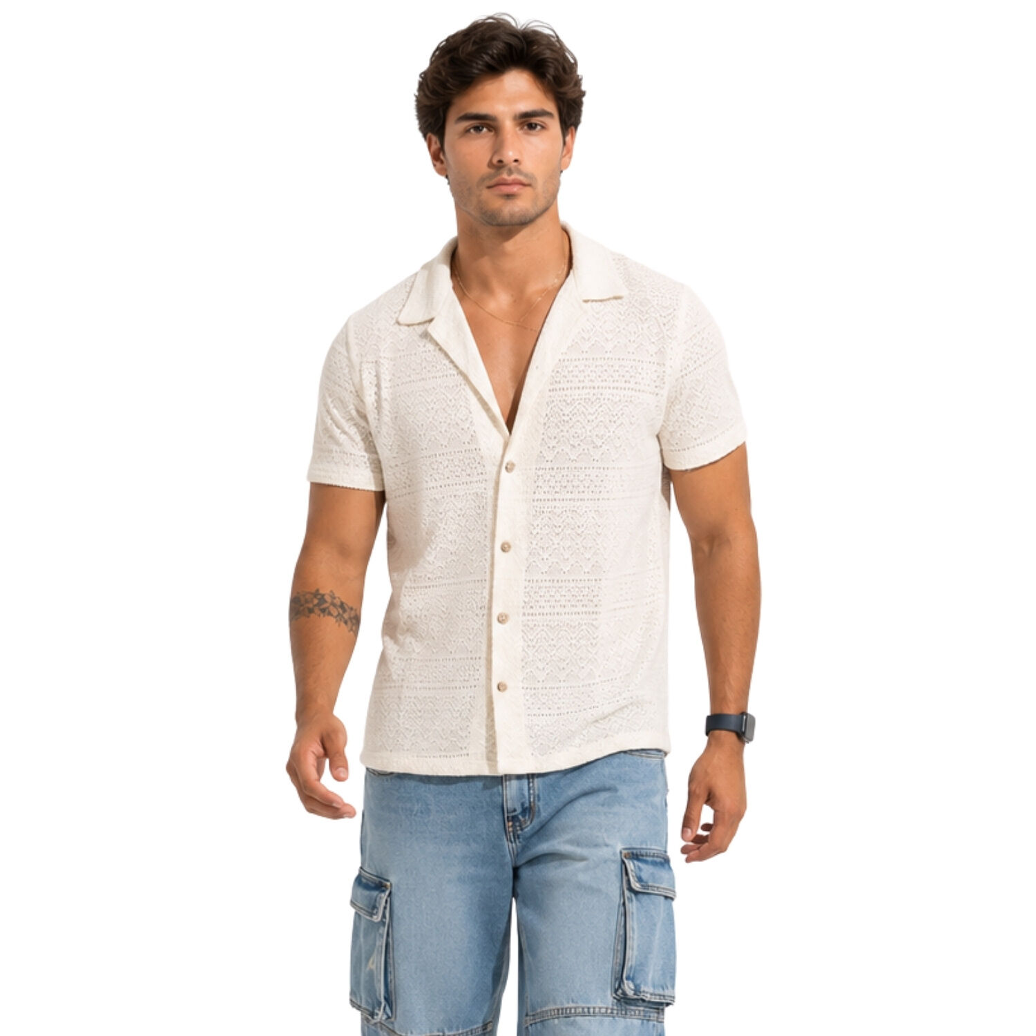 Camisa Malla Cuello Cubano Escocia image number 0.0