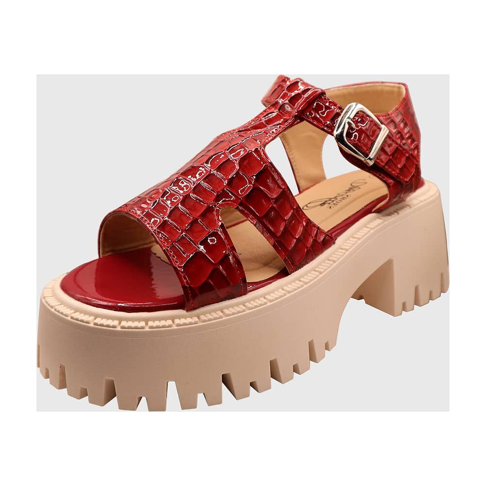 Sandalia Hebilla Charol Rojo image number 0.0