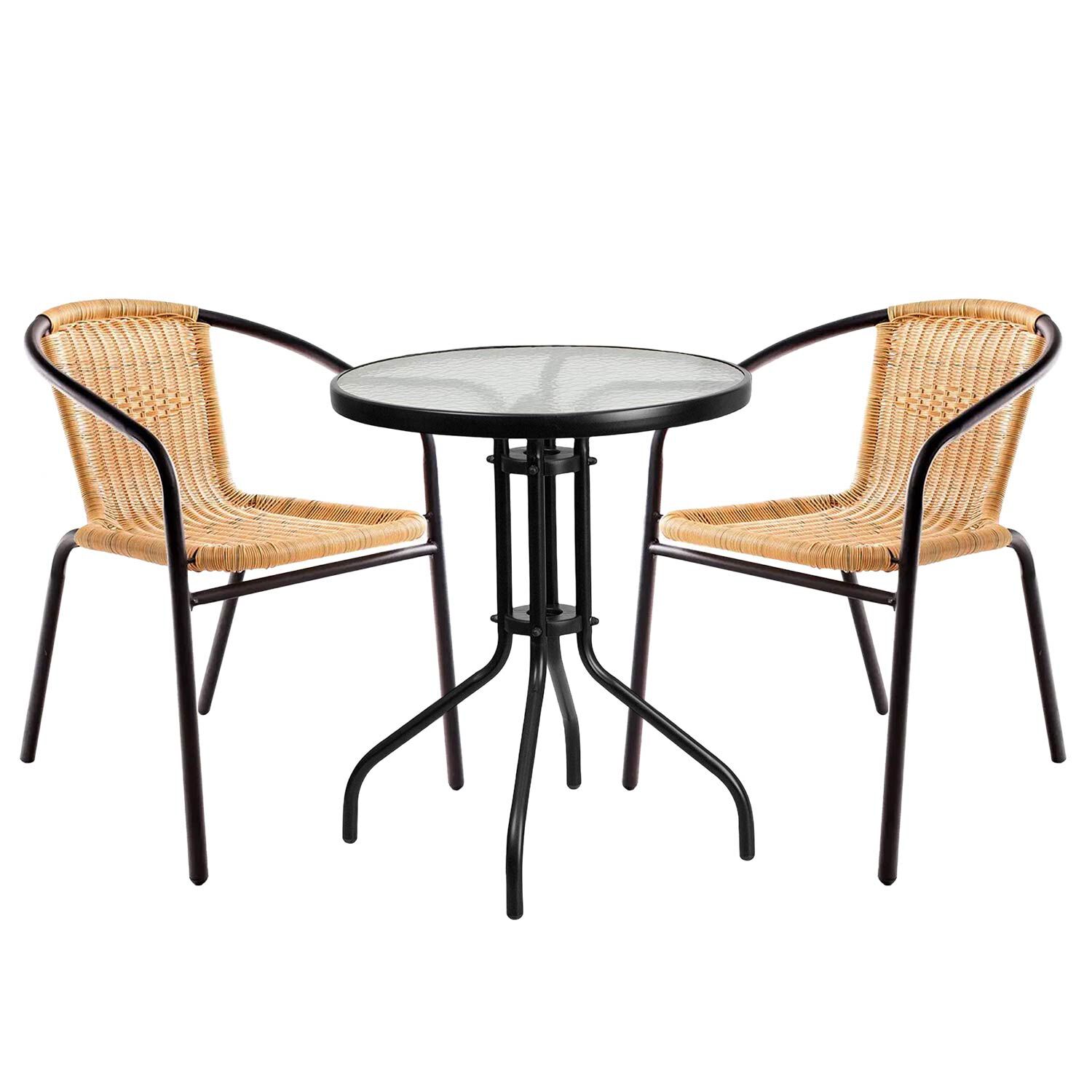 Set Terraza Maceio 2 Sillas + Mesa Vidrio 70x60 Cm Beige image number 0.0