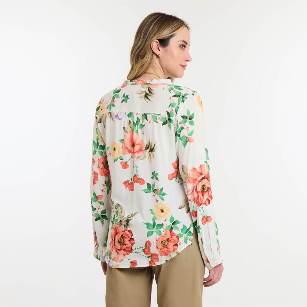 Blusa Full Print Manga Larga Roll Up Cuello V Mujer Geeps image number 3.0