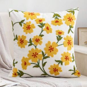 Funda Cojin Bordada 45x45 Cm Enredadera Mostaza