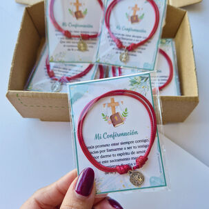 Recuerdos Encintados Confirmacion 12 Pulseras + Tarjetas