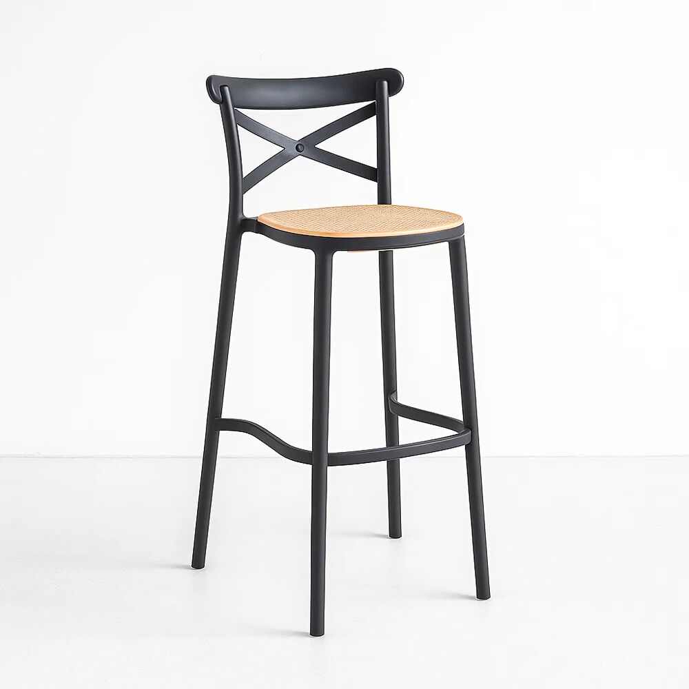 Taburete Crossback Danubio Piso De Bar O Terraza Exterior - Negro image number 0.0