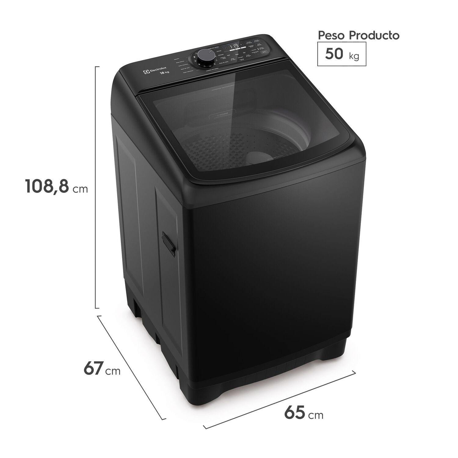 Lavadora Autom&aacute;tica 18kg Carga Superior Inverter Emtl18ib Negra image number 2.0