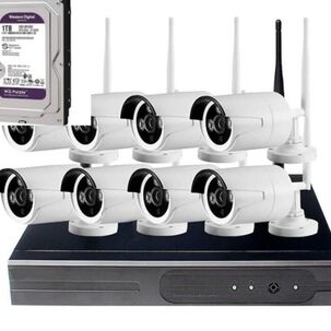 Kit 8 Camara De Seguridad 2 Mp Inalambricas Fhd Con Disco Duro 1 Terabyte
