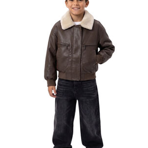 Chaqueta Oversize Cafe Ecocuero Y Chiporro Calidad Premium