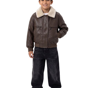 Chaqueta Oversize Cafe Ecocuero Y Chiporro Calidad Premium