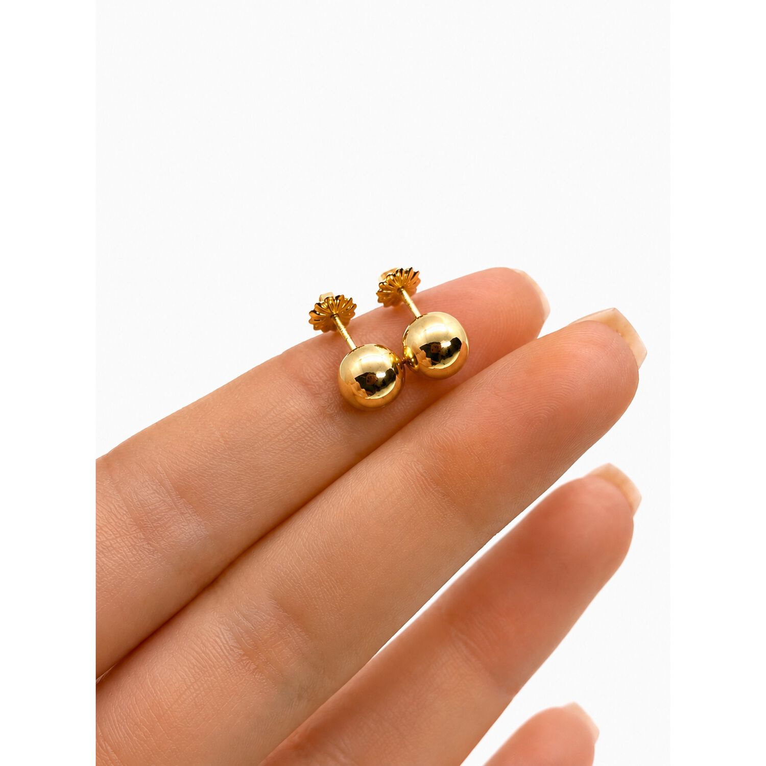 Aros Bolita 8mm N6 Oro 18k 1.20g Juvenil Mujer Hipoalerg&eacute;nic Dorado image number 2.0