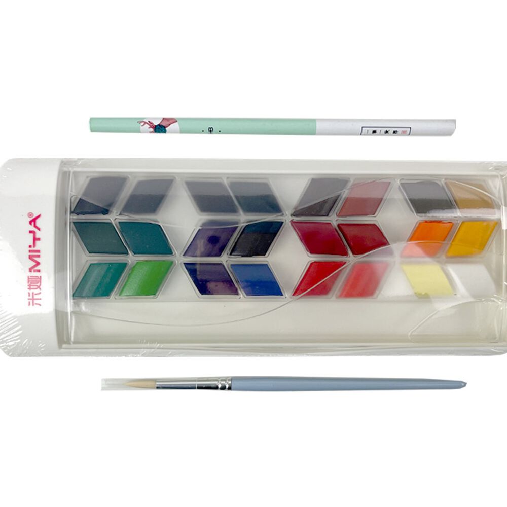 Himi-miya Set Rombo De Acuarela 24 Colores+pincel+lapiz Gr image number 0.0