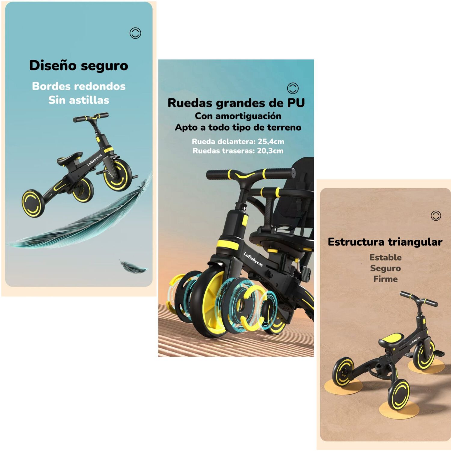Triciclo Balance Plegable Con Bolso 9 En 1 Lubabycas Negro image number 4.0