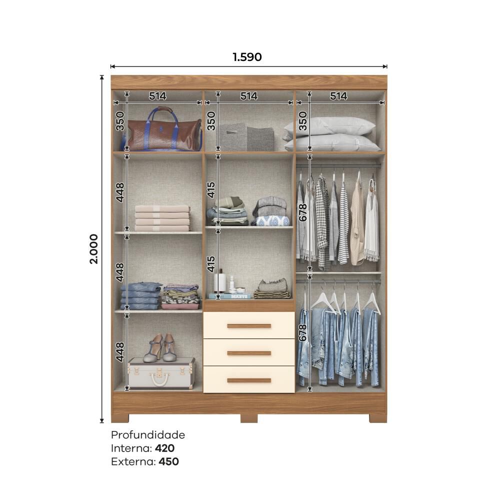 Clóset Home Mobili Closet 6 Puertas Toledo / 6 Puertas / 3 Cajones image number 3.0