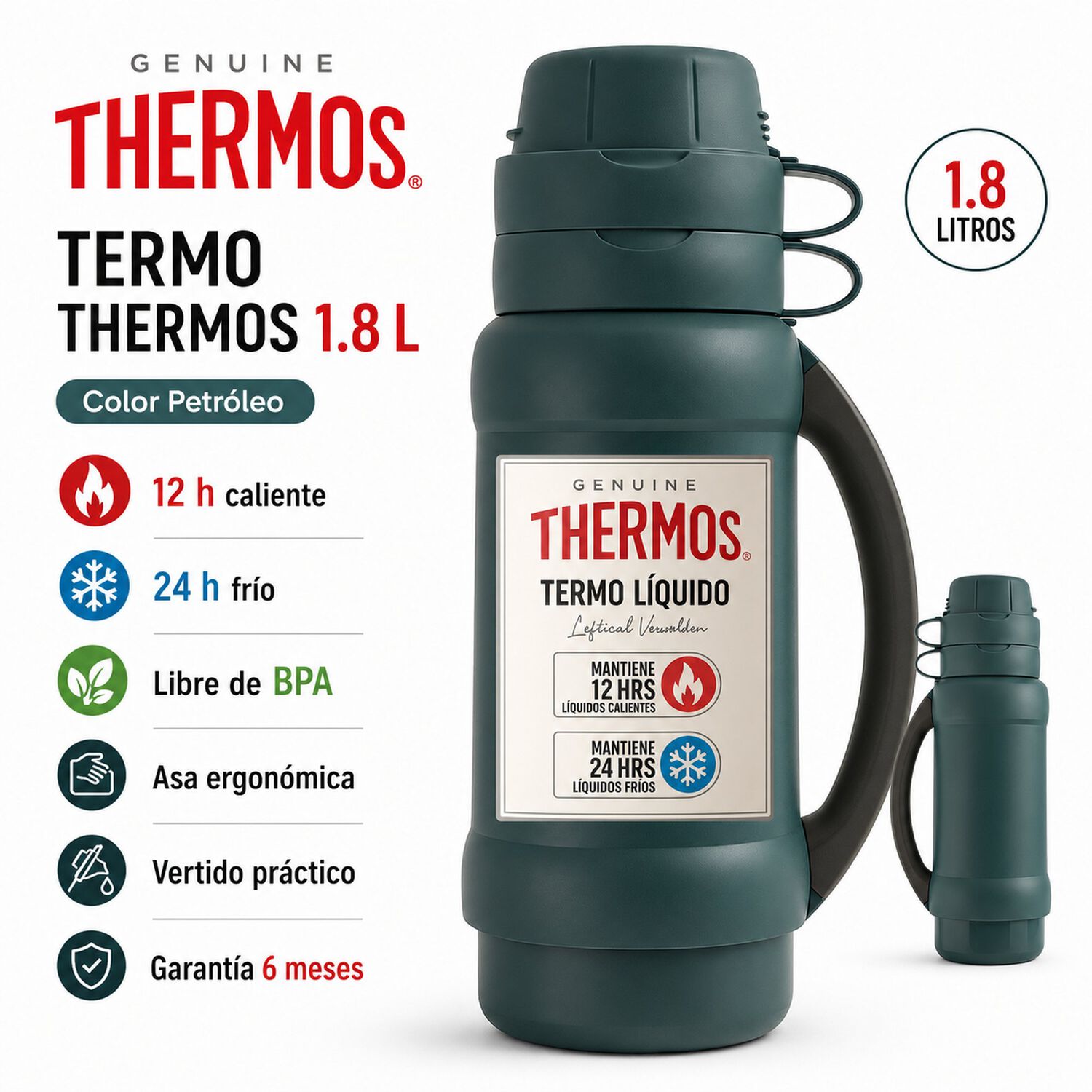 Termo Para L&iacute;quidos 1.8 Litros Thermos 35-180-c7 Petr&oacute;leo image number 7.0