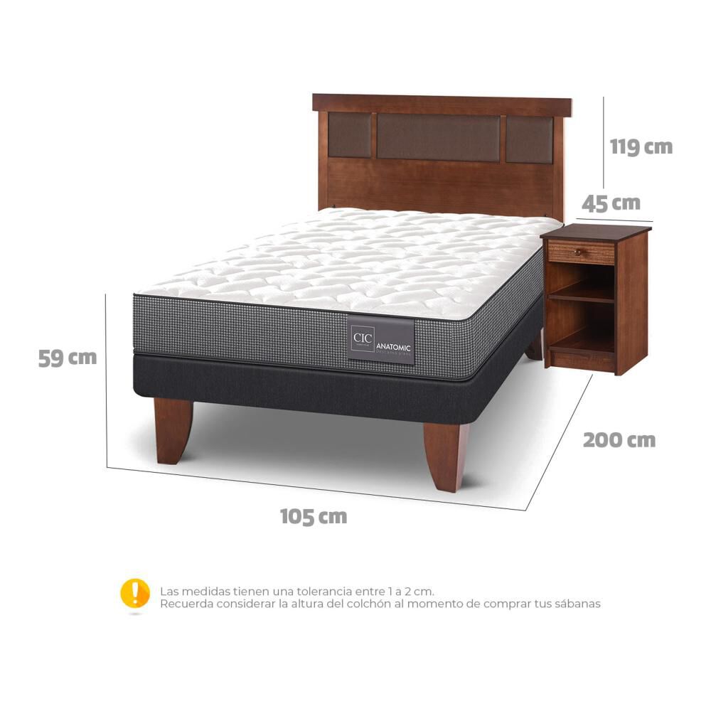 Cama Europea Cic Anatomic / 1.5 Plazas / Base Normal + Set De Maderas image number 3.0