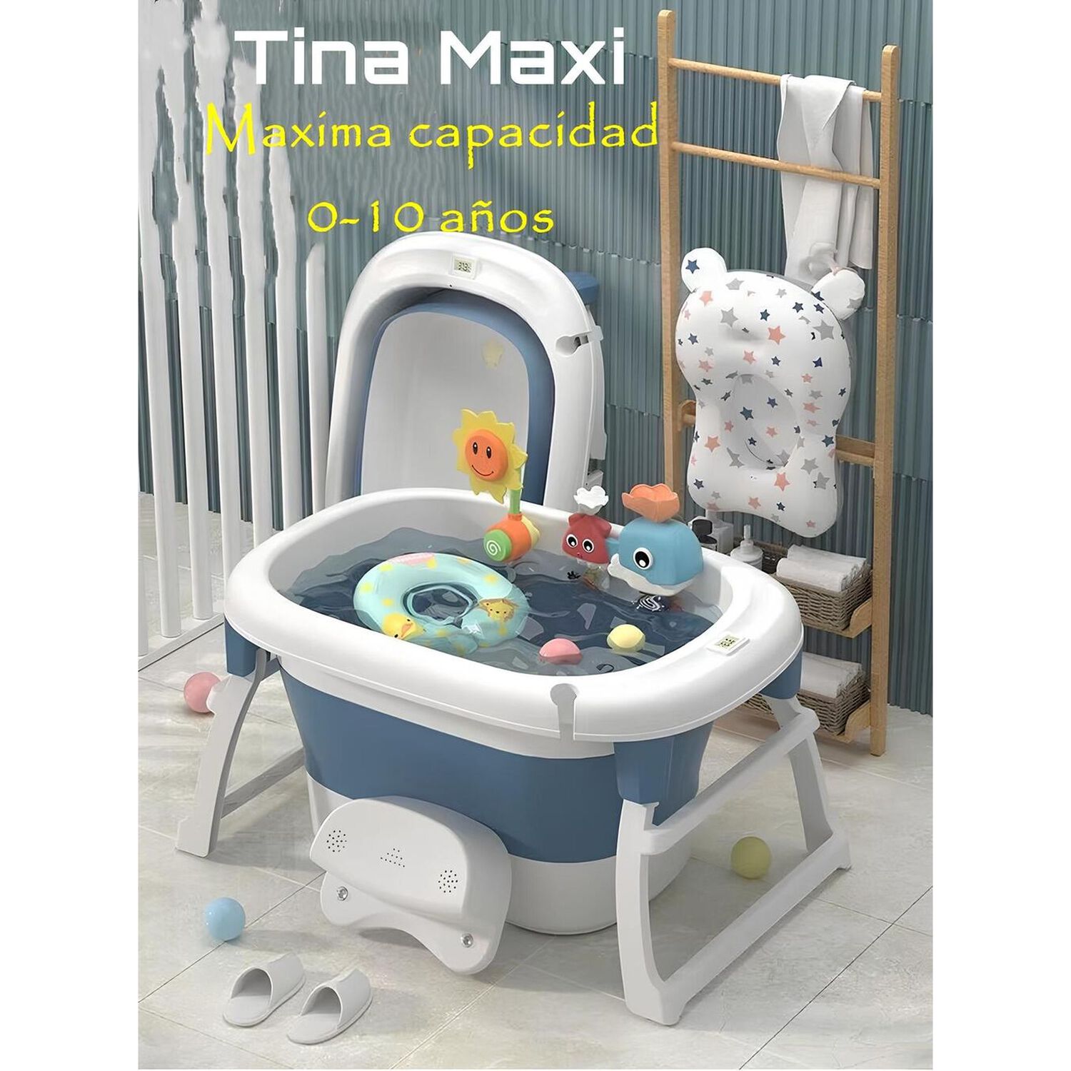 Ba&ntilde;era Con Cojin Term&oacute;metro Y M&aacute;s Accesorios Azul Lubabycas image number 7.0