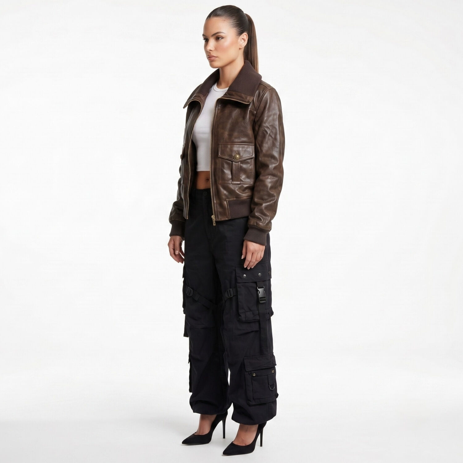 Chaqueta Ecocuero Bomber Mujer Phoebe image number 1.0