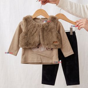 Conjunto Buzo Polera Chaleco 3 Piezas Beb&eacute; Ni&ntilde;a Tedmimak Beautiful Bear