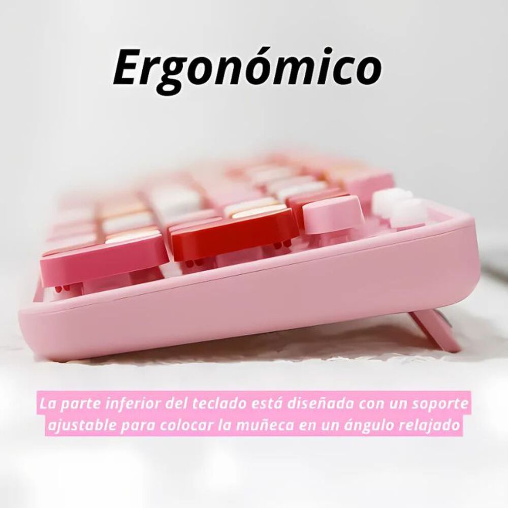 Teclado + Mouse Inal&aacute;mbrico Lapiz Labial Retro Mujer image number 3.0