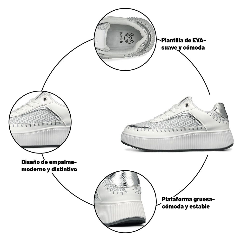 Zapatillas Urbanas Casual Cordones Mujer Weide Hx520 image number 9.0