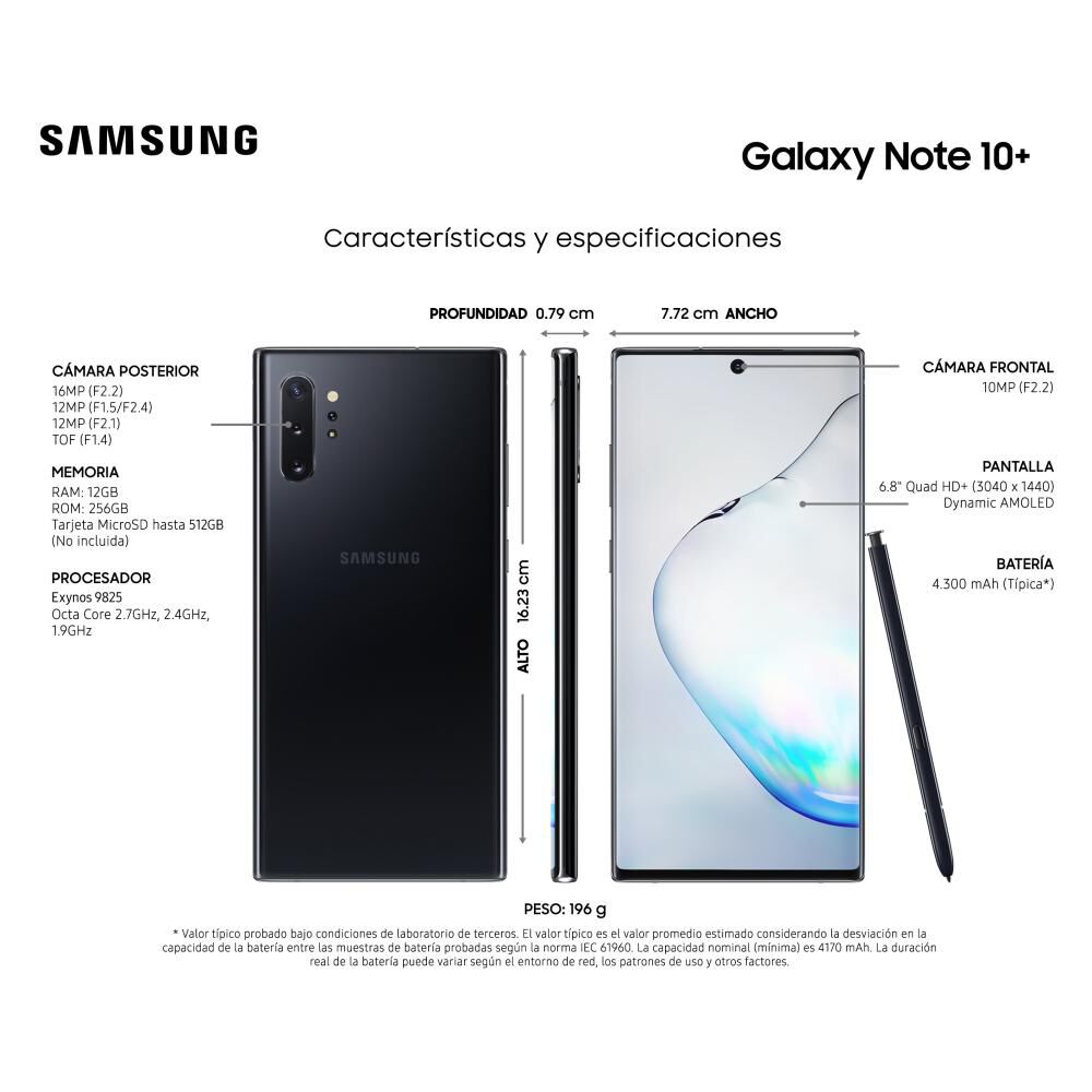 Smartphone Samsung Galaxy Note 10+ Aura Black / 256 Gb / Liberado image number 3.0