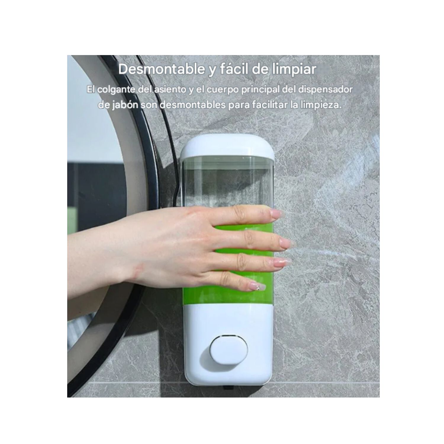 Dispensador De Pared Para Jab&oacute;n Liquido 500ml Manual Ba&ntilde;o image number 5.0