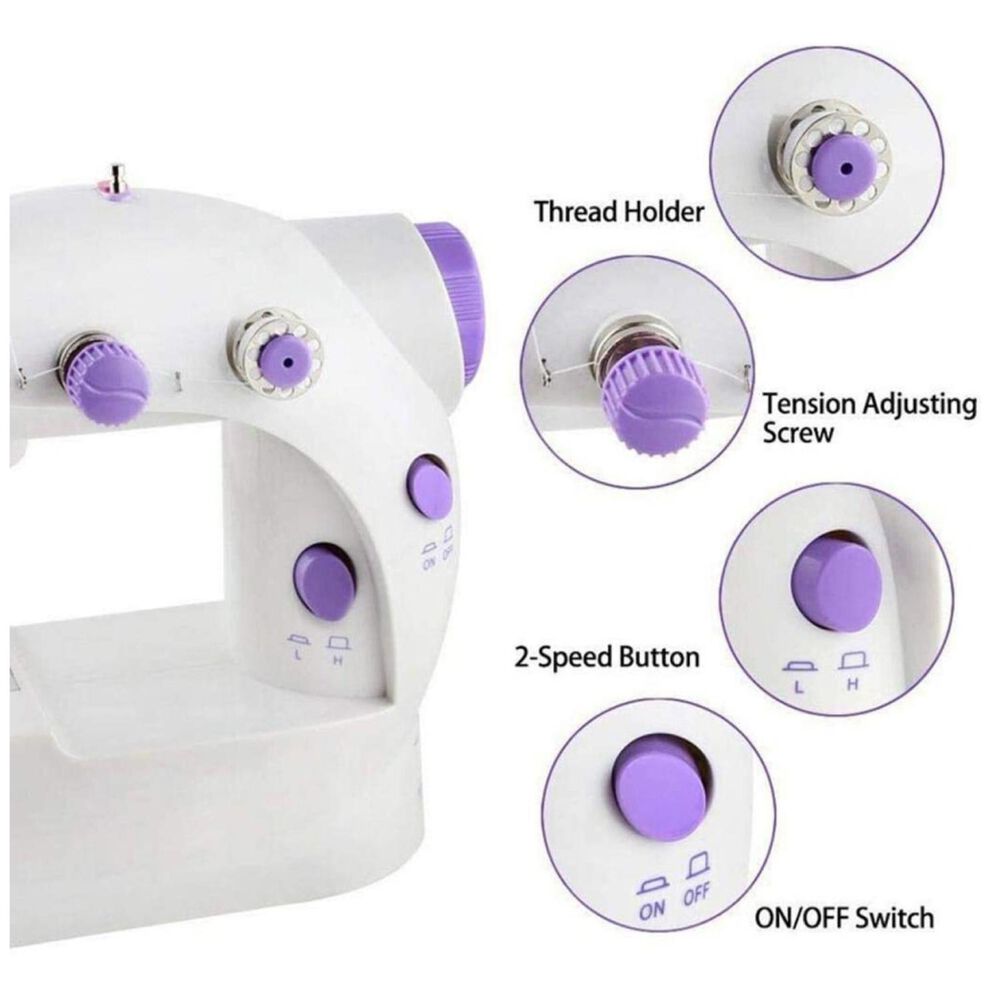 Maquina De Coser Portatil 22.5x13.5x21cm Blanco Morado image number 2.0