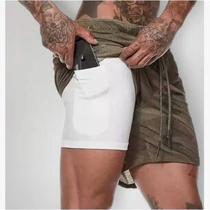 Short Gimnasio Con Licra Deportiva 2 En 1 Hombre Correr Verde Xxl