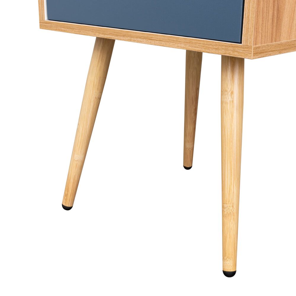 Velador Melamina 1 Cajon 63x40x35 Cm Café Claro Y Azul image number 6.0