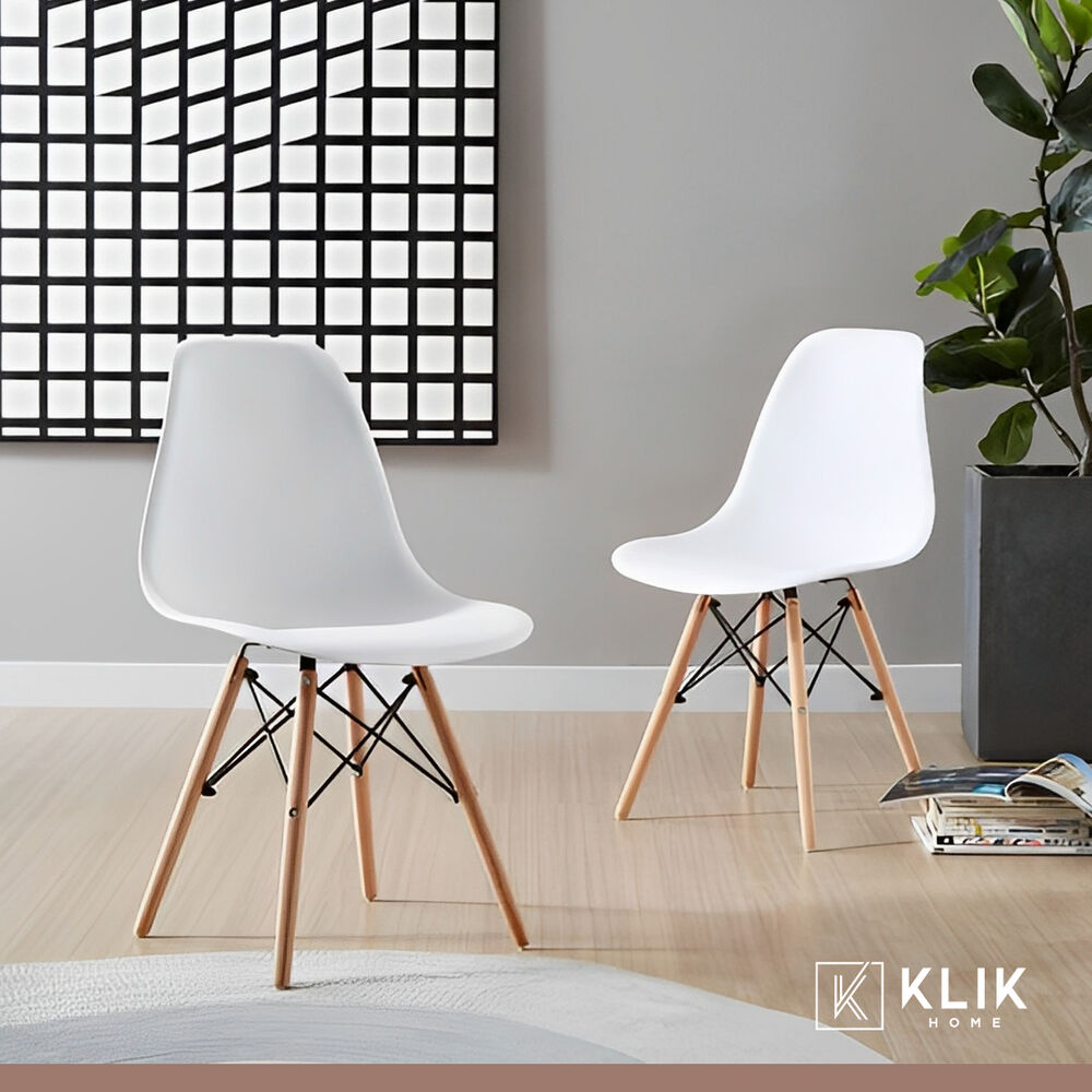 Comedor Mesa Eames Negra Redonda 80cm + 4 Sillas Eames Blancas image number 7.0