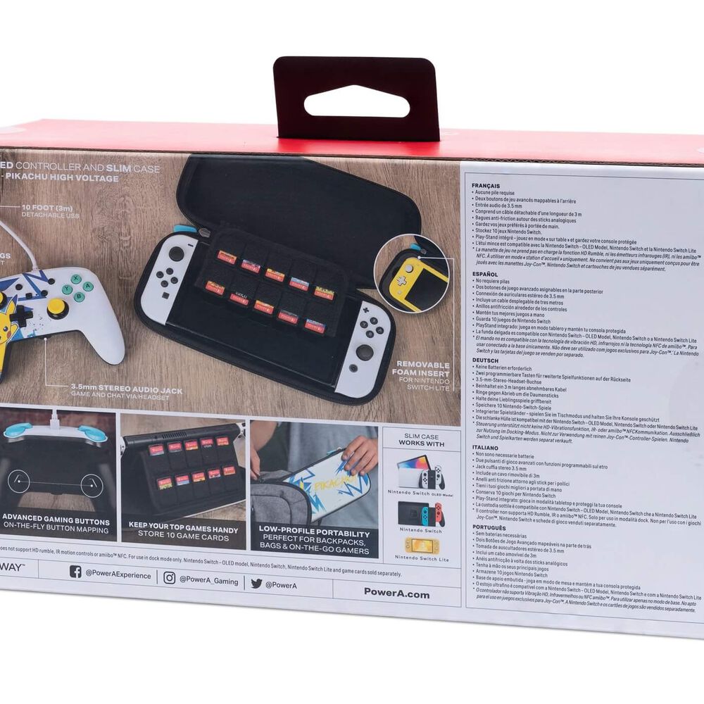 Powera Control Alámbrico Y Estuche Slim Case Oficial Pikachu Para Nintendo Switch image number 7.0
