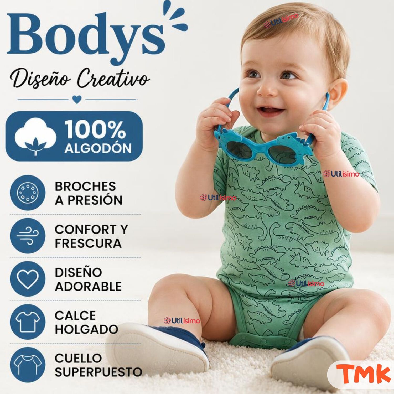 Pack 5 Bodys Manga Corta 100% Algod&oacute;n Tedmimak Ni&ntilde;o Little Adventurer image number 3.0