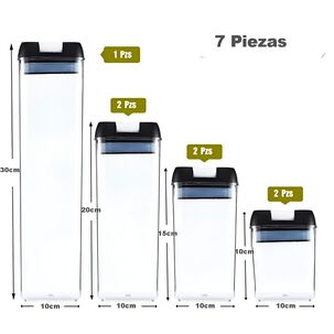 Set De 7 Contenedores Hermeticos De Plastico Cocina Despensa