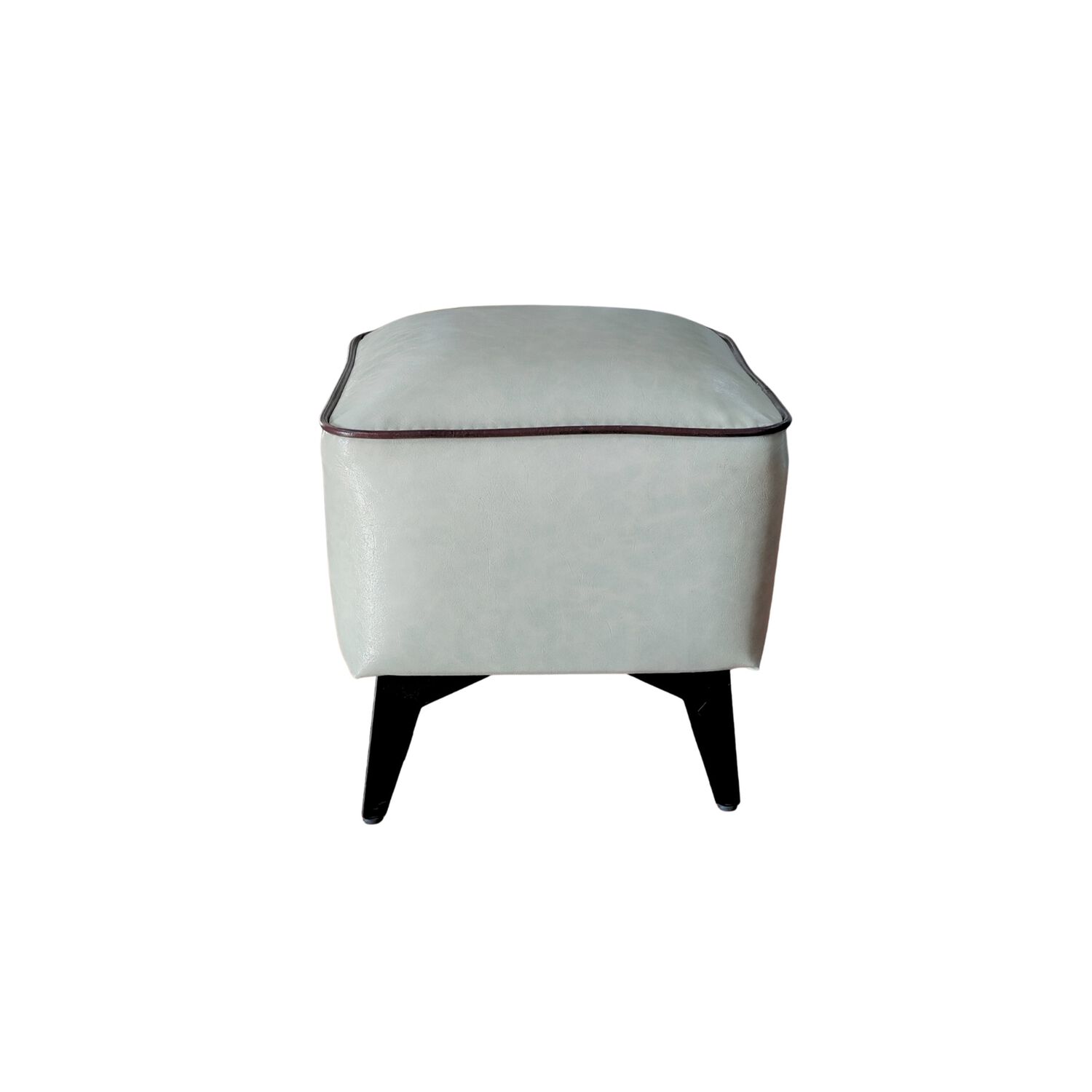 Taburete Reposapi&eacute;s Otomano Cuadrado Eco Cuero Gris image number 1.0