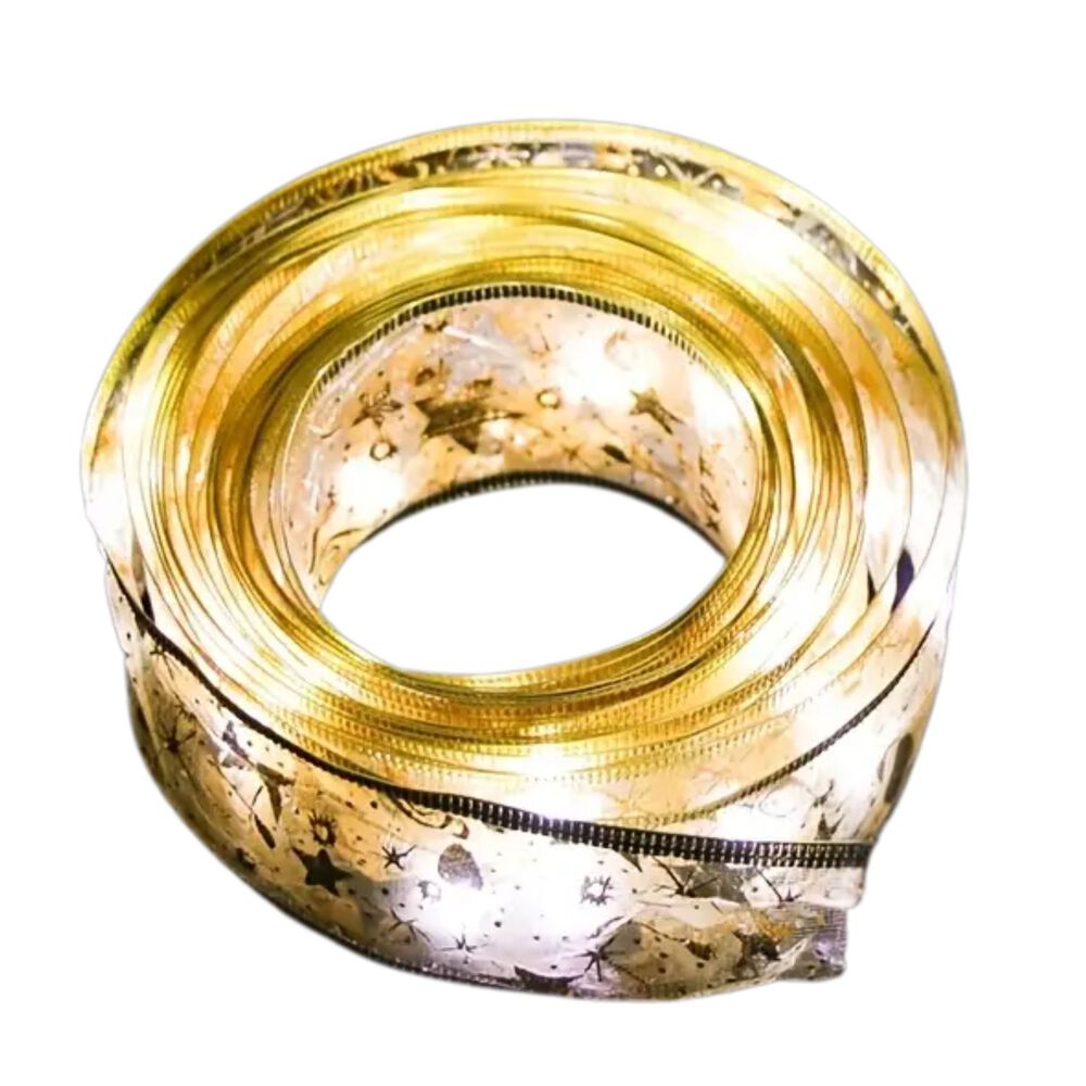 Cinta De Navidad Dorada A Pilas Con Luces Led Calida 5m image number 1.0