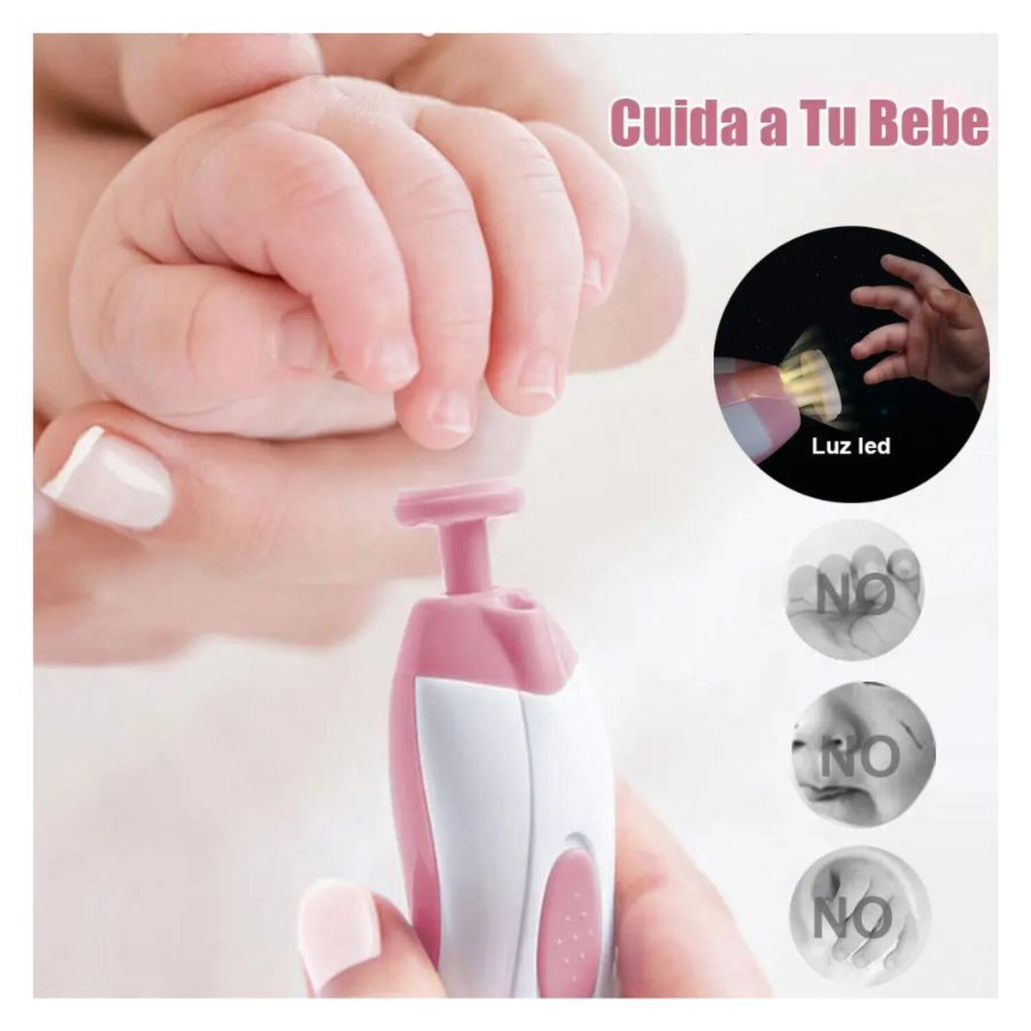 Kit De Manicura El&eacute;ctrico Para Beb&eacute; Cortau&ntilde;as Seguro 6en1 image number 3.0