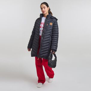 Parka Larga Regular Cuello Alto Capucha Con Pelos Desmontable Mujer Freedom