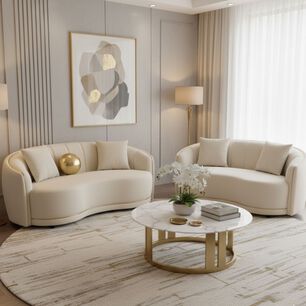 Living Elegante Sof&aacute; 3 Cuerpos Curvo + 2 Cuerpos Curvo