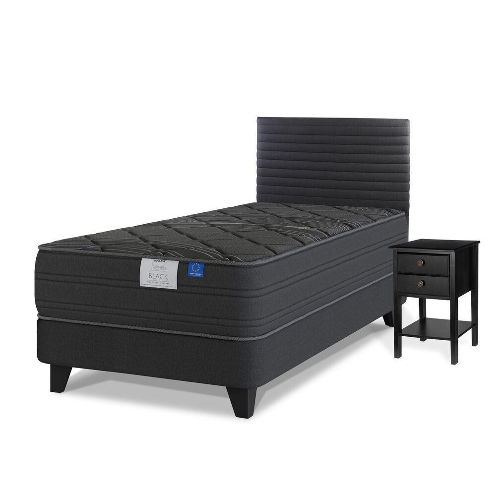 Cama Europea Flex Black / 1.5 Plazas / Base Normal + Set De Maderas image number 0.0