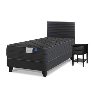 Cama Europea Flex Black / 1.5 Plazas / Base Normal + Set De Maderas