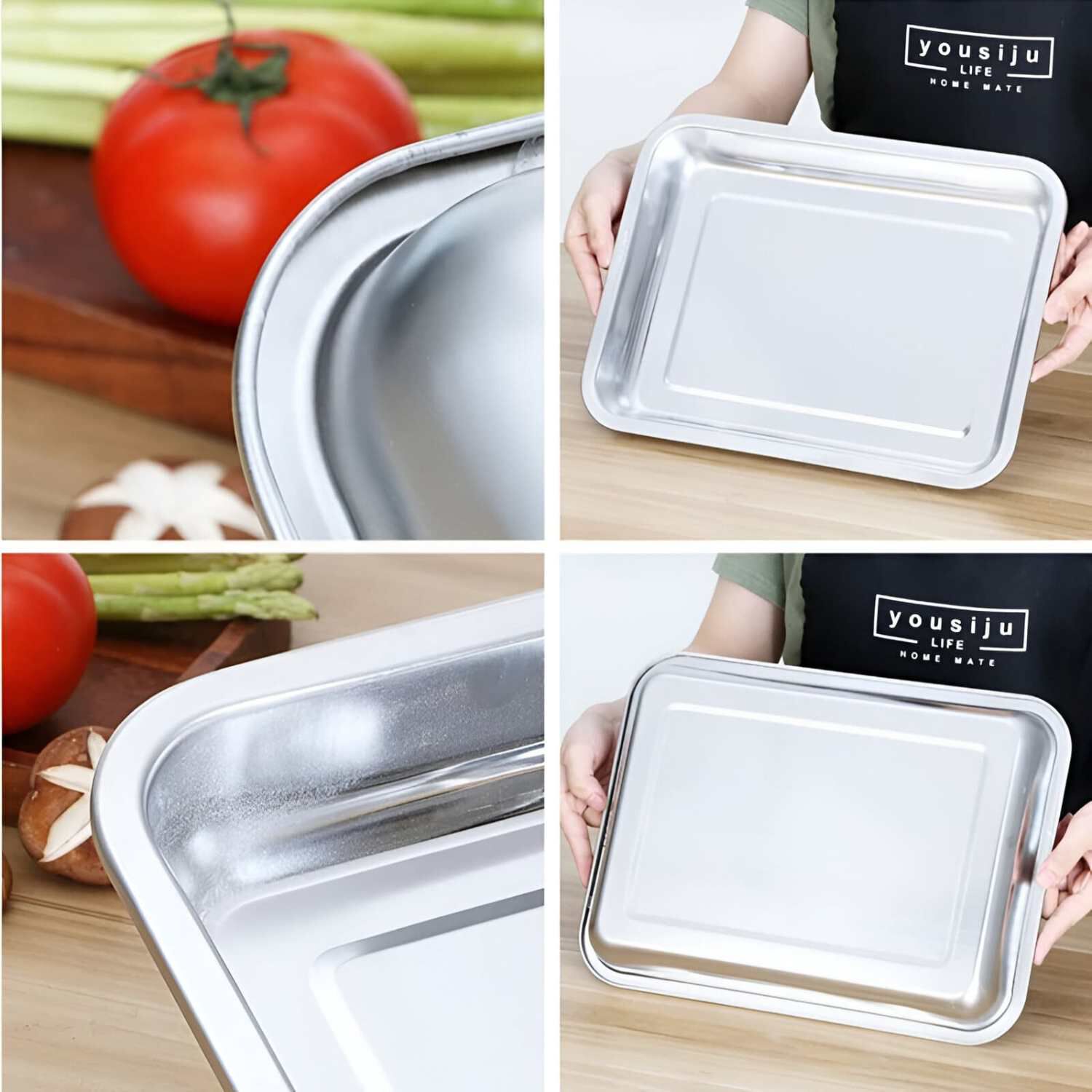 Bandeja Rectangular Profunda De Acero Para Horno 32x22 Cm image number 4.0