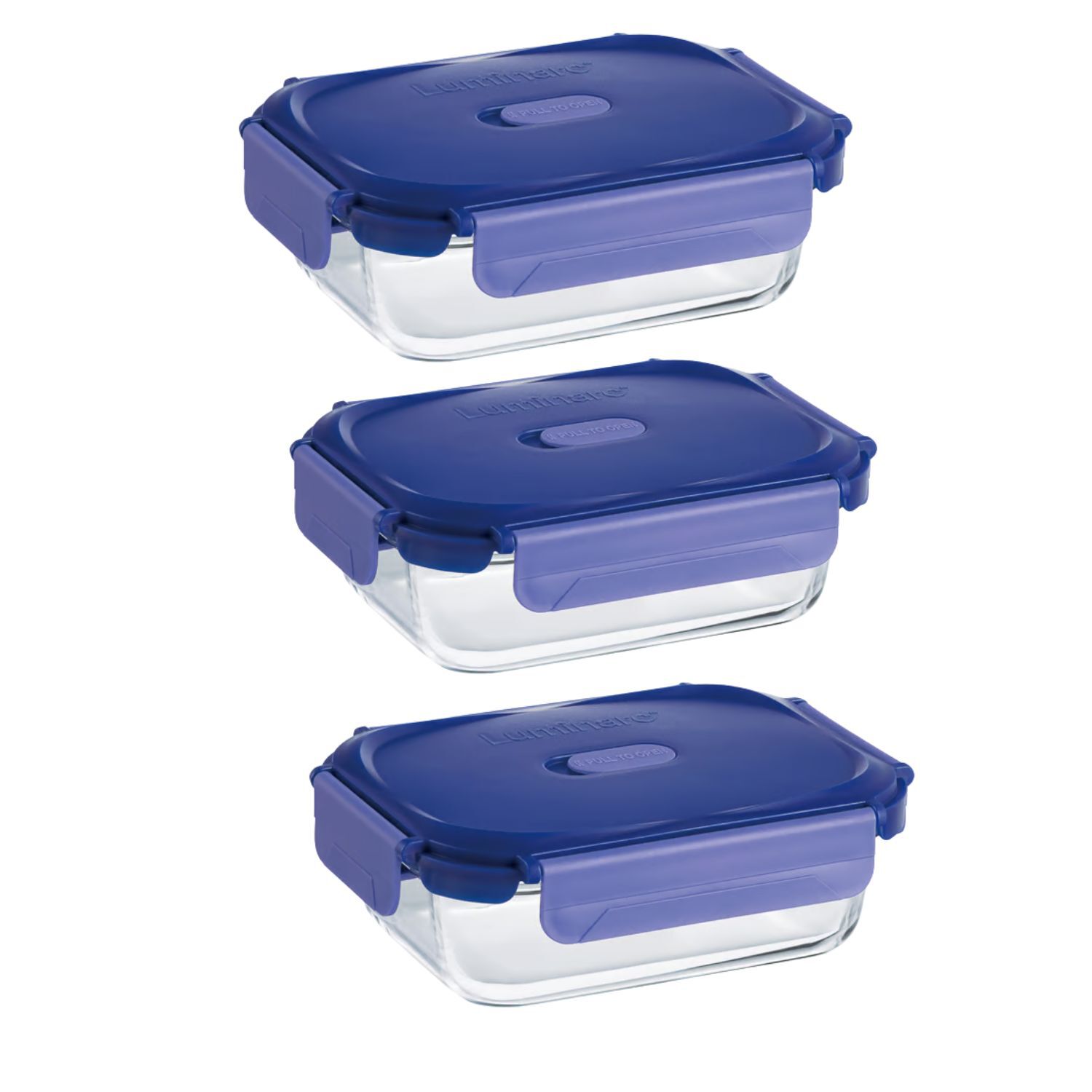 Pack 3 Contenedores Vidrio Herm&eacute;tico Rectangular 1040ml Luminarc image number 0.0