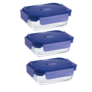 Pack 3 Contenedores Vidrio Herm&eacute;tico Rectangular 1040ml Luminarc