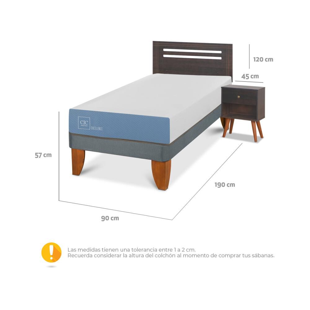Cama Europea Cic Excellence / 1 Plaza / Base Normal + Set De Maderas image number 2.0
