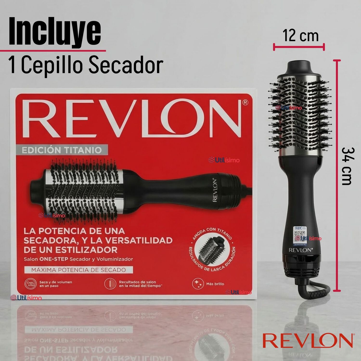 Cepillo Secador Alisador De Cabello One Step Revlon 800w Titanium image number 1.0